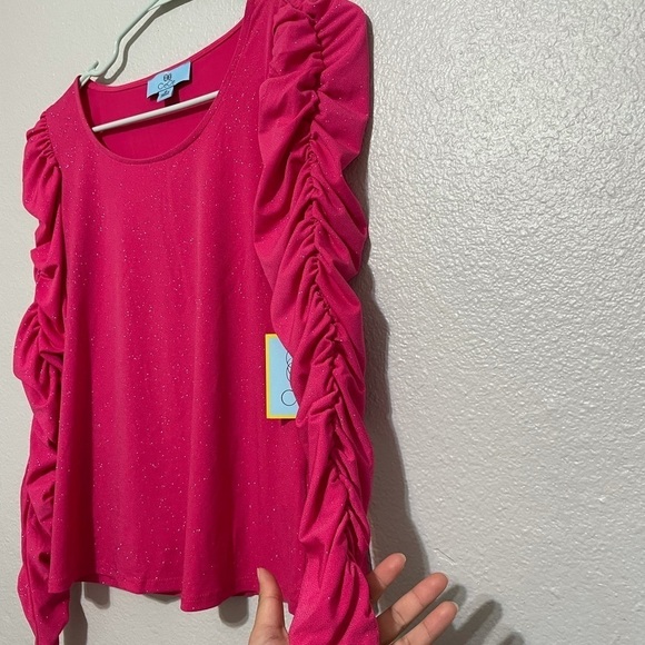 Hot Pink Barbiecore Barbie Ruched Longsleeve Top NWT​ - Picture 3 of 5